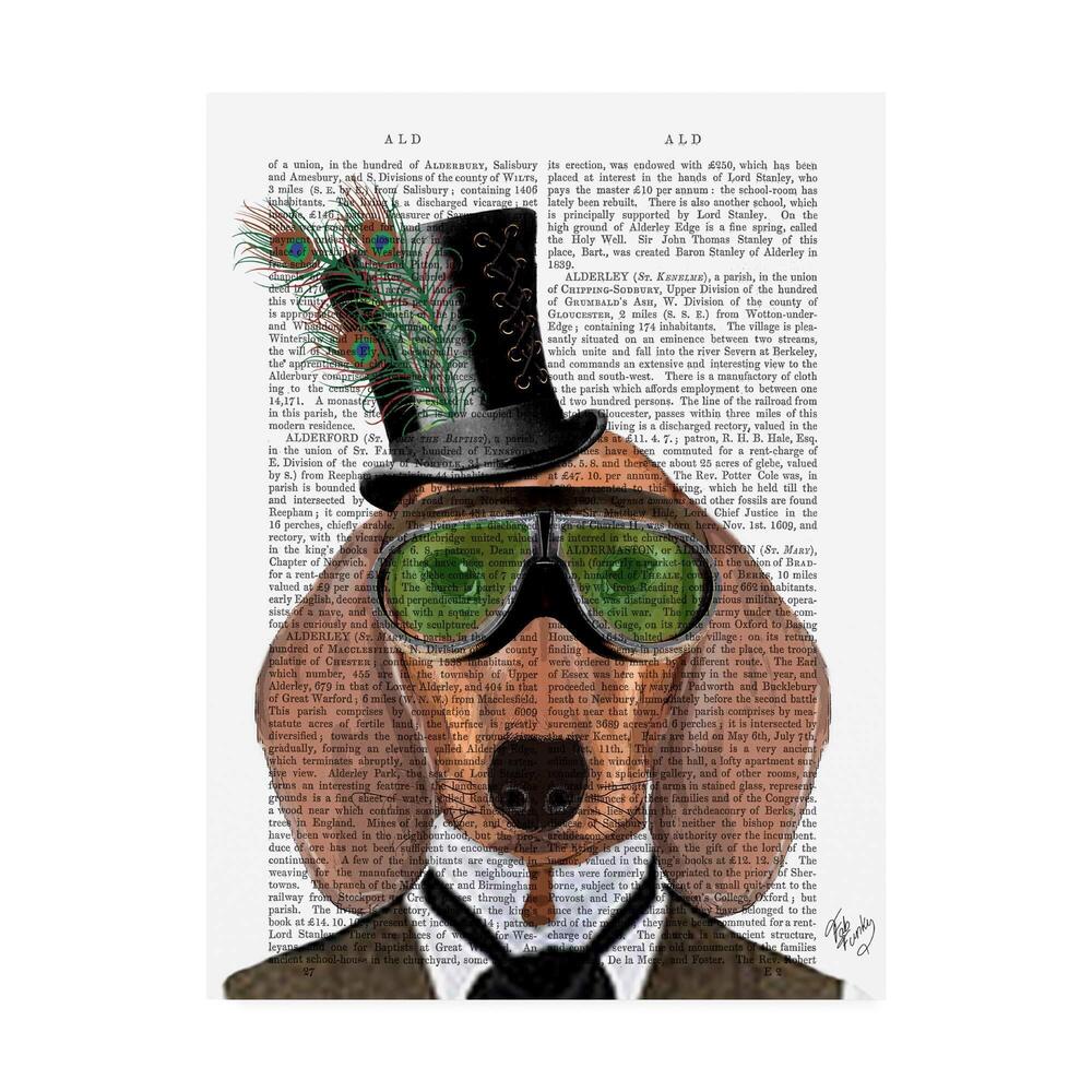 8548 24x32 Dachshund, Green Goggles Top Hat by Fab Funky